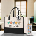 Personalized Teacher Cotton Canvas Tote Bag Gift for Teachers Teacher Life Tote Custom Teacher Appreciation Gift Bag Teacher Name Bag