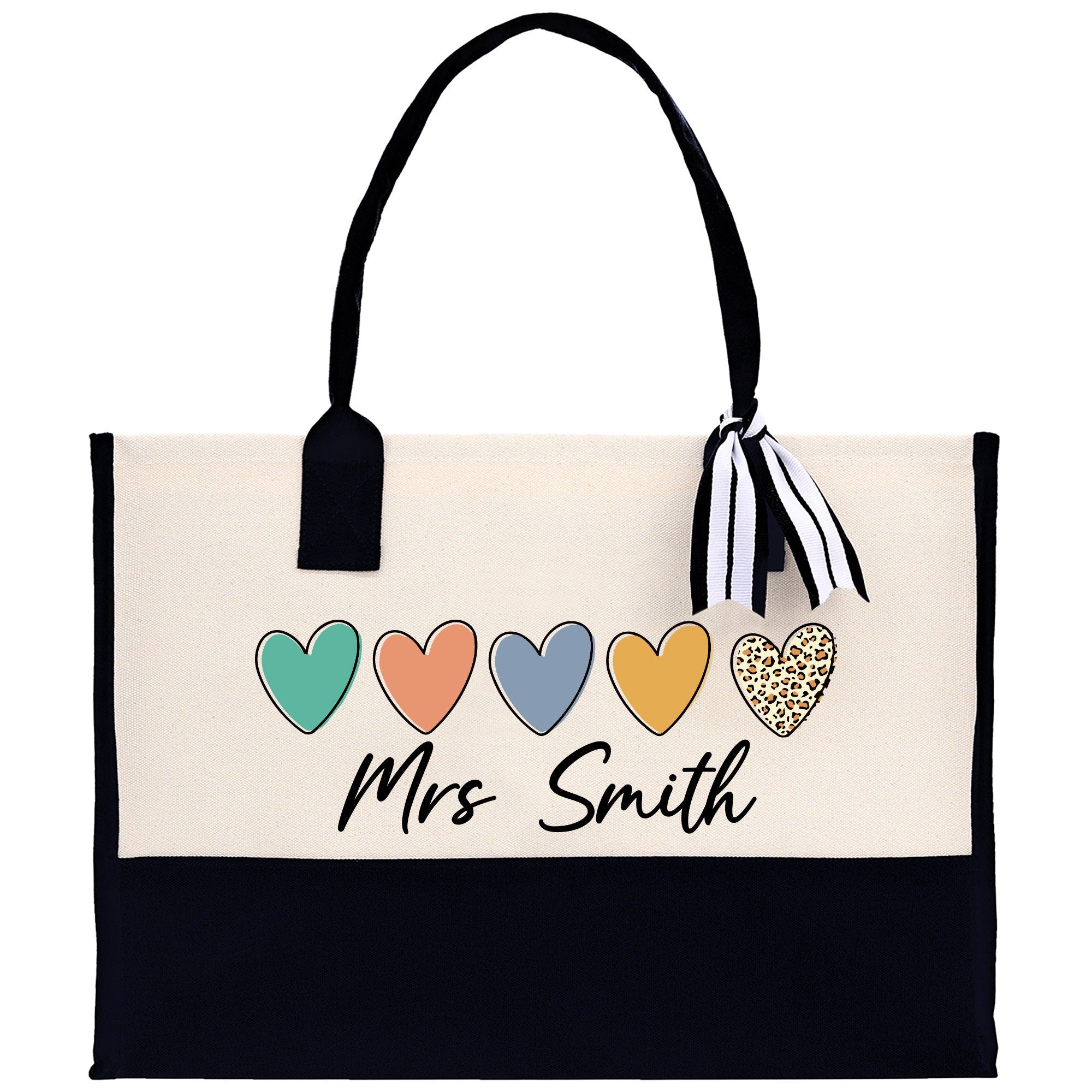 Personalized Teacher Cotton Canvas Tote Bag Gift for Teachers Teacher Life Tote Custom Teacher Appreciation Gift Bag Teacher Name Bag