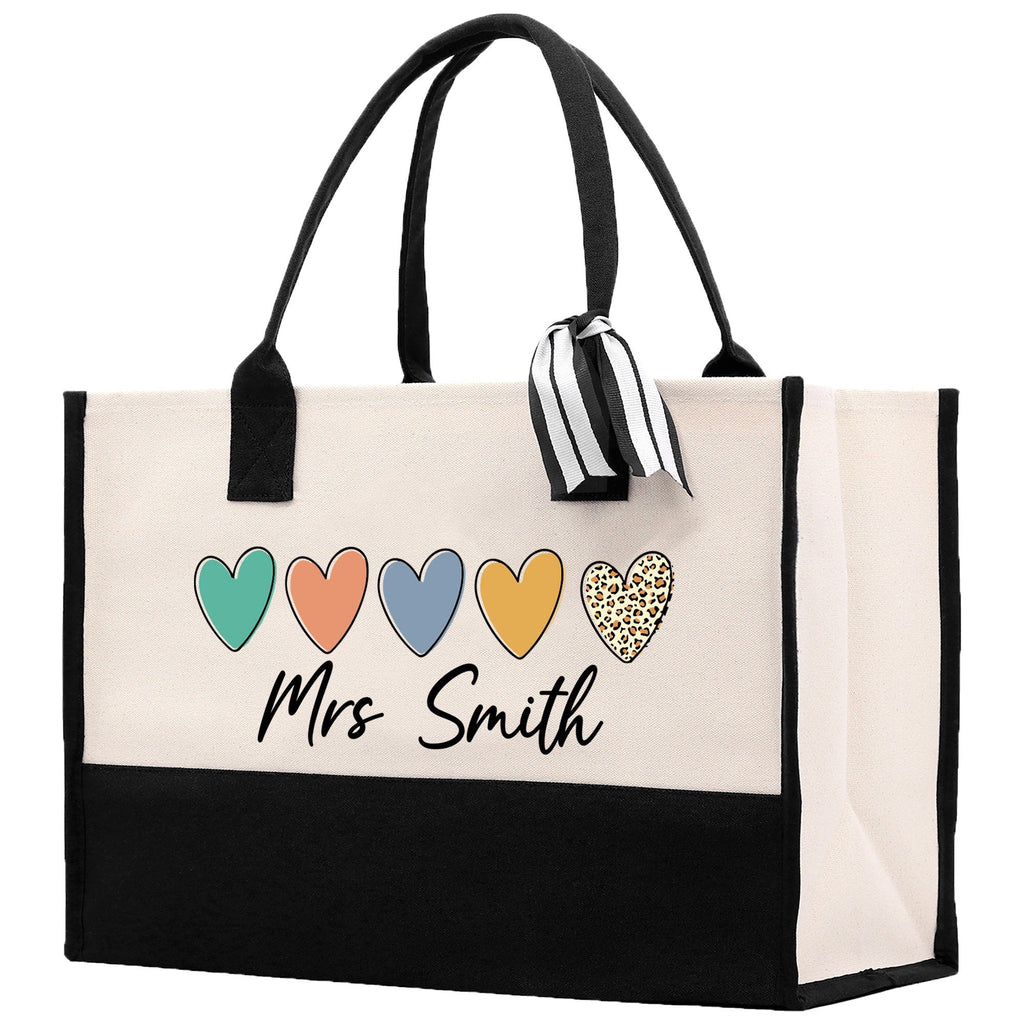 Personalized Teacher Cotton Canvas Tote Bag Gift for Teachers Teacher Life Tote Custom Teacher Appreciation Gift Bag Teacher Name Bag