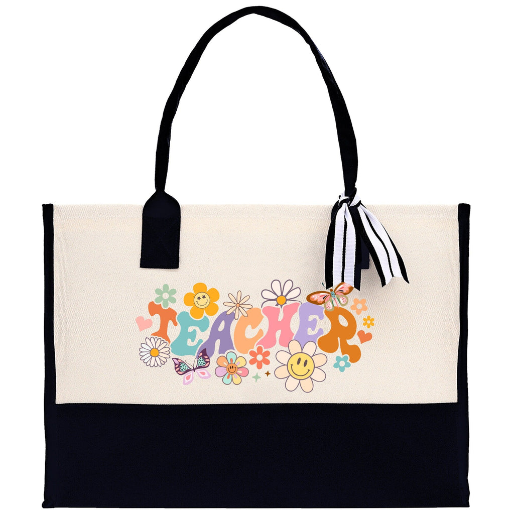 Teacher Floral Tote Bag Teacher Wildflower Graphic Tote Teacher Life Tote Bag Teacher Flower Bag Gift for Teacher Wildflower Book Bag