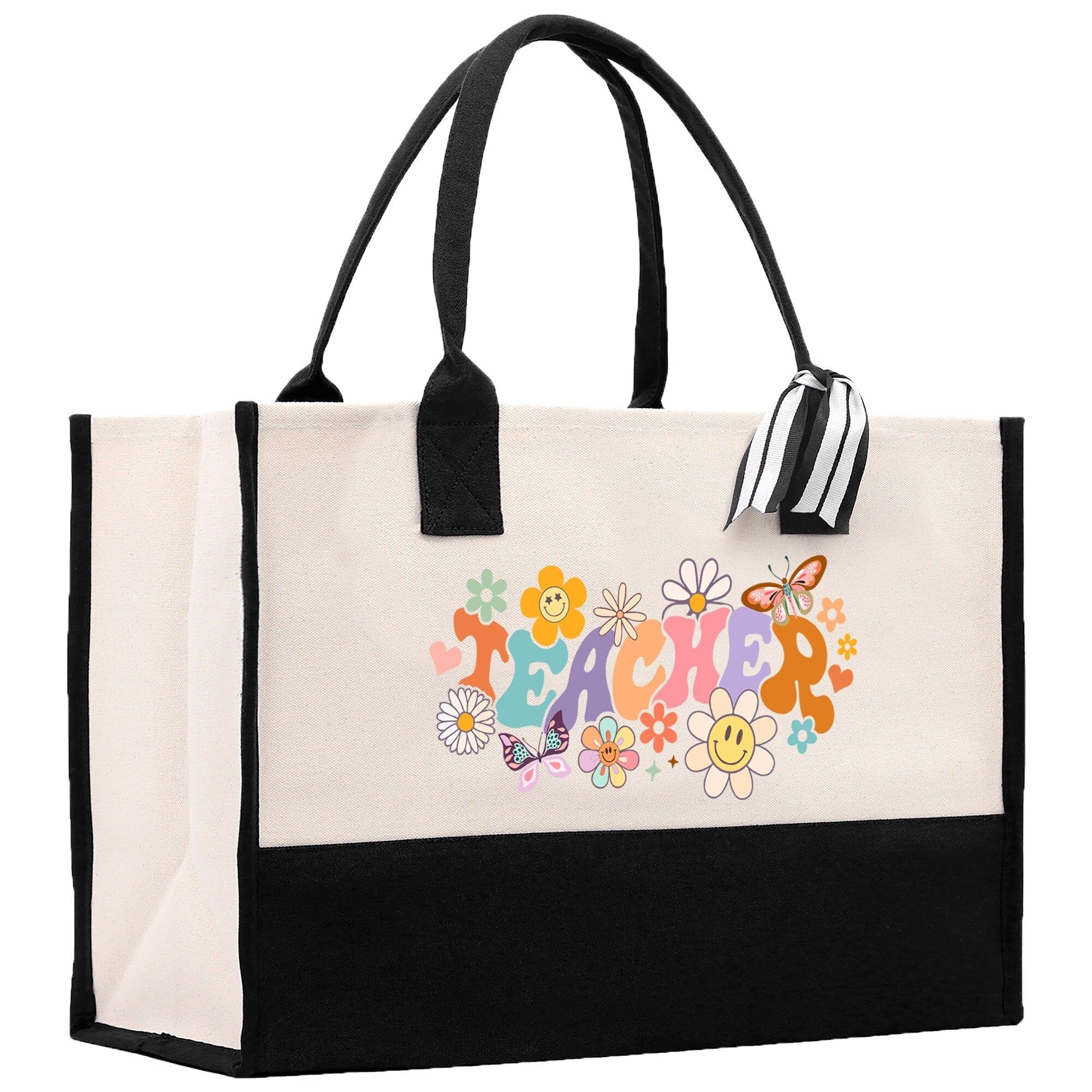 Teacher Floral Tote Bag Teacher Wildflower Graphic Tote Teacher Life Tote Bag Teacher Flower Bag Gift for Teacher Wildflower Book Bag