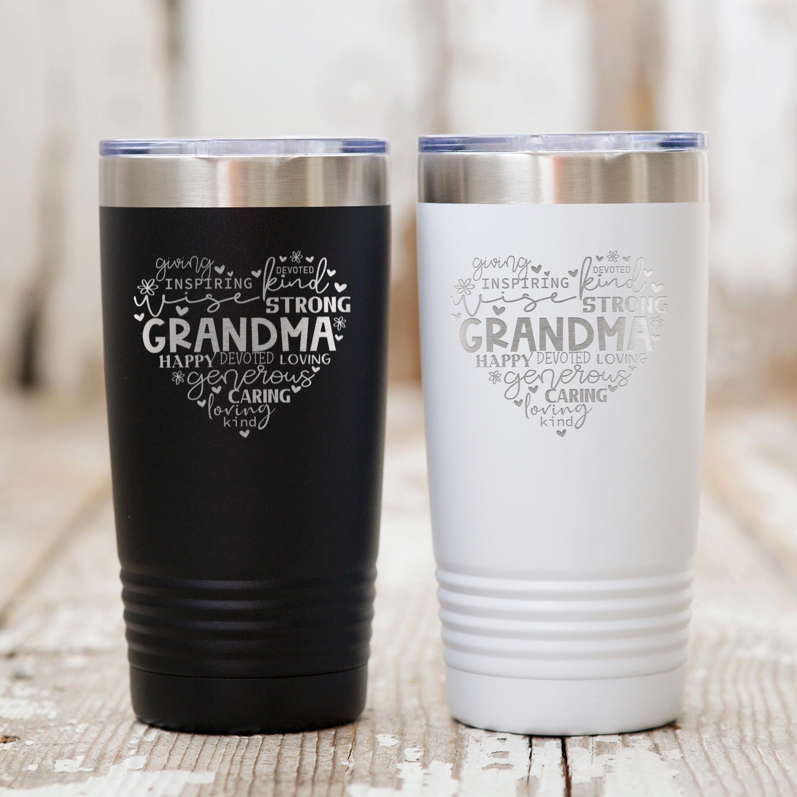 Grandma Tumbler 20 oz Stainless Steel Insulated Gift for Grandma Mother’s Day Birthday Christmas Pink or White Mom Gift