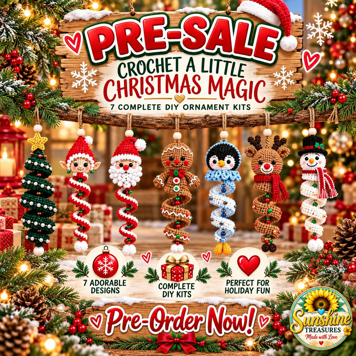 PREORDER ITEM (SEE DETAILS) - DIY HOLIDAY SPIRAL ORNAMENT CROCHET CRAFT PROJECTS